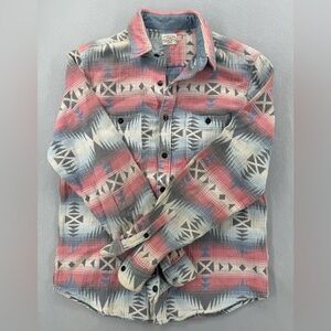 Faherty Men’s Aztec Southwest Colorful  Double Cloth Long Sleeve Button Down S